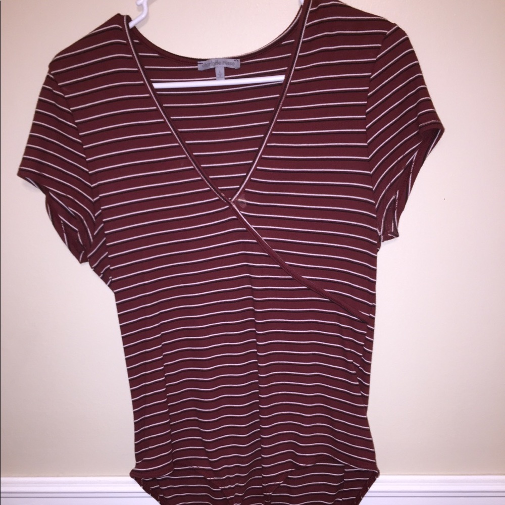 Striped red body suit